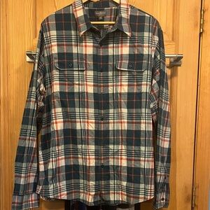 Signature Plaid Button-Down Shirt - Green/Cream and Red by LL Bean Cotton Sz XXL